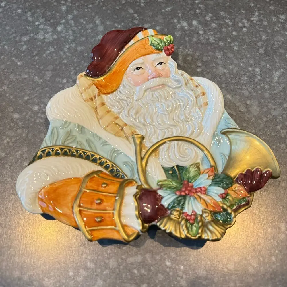 Fitz and Floyd Classics Old World Santa Canape Plate Clairmont Collection 2006